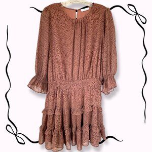 Large Cinched Waist Flirty Ruffle Polka Dot Dress — Terracotta Spice